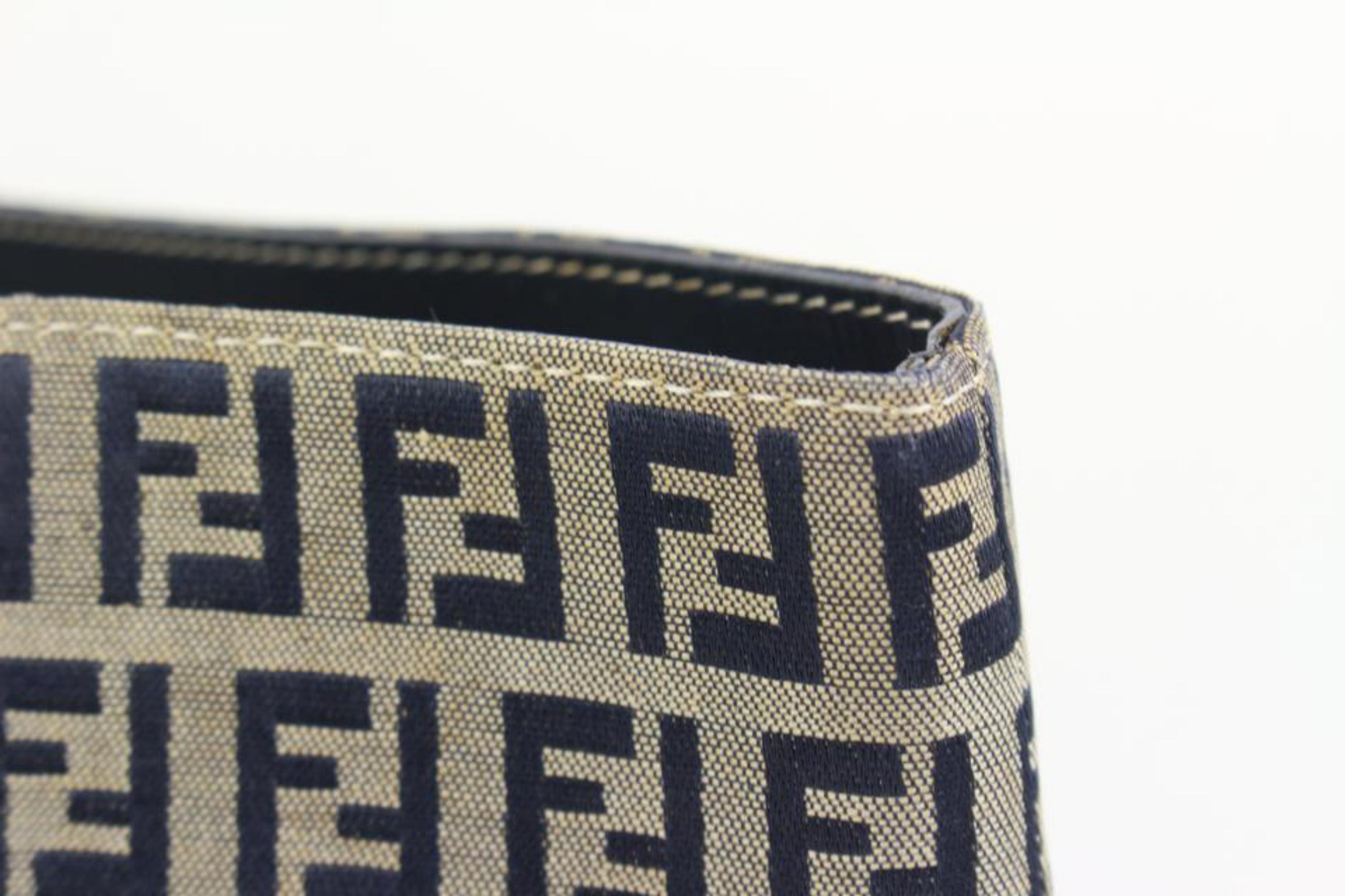 Fendi Navy x Grey Monogram FF Zucca Roll Shopper Tote Bag 60f414s For Sale 5