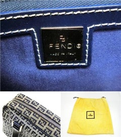 Fendi Navy Zucca Monogram Ff Boston 232696 Blue Canvas Satchel