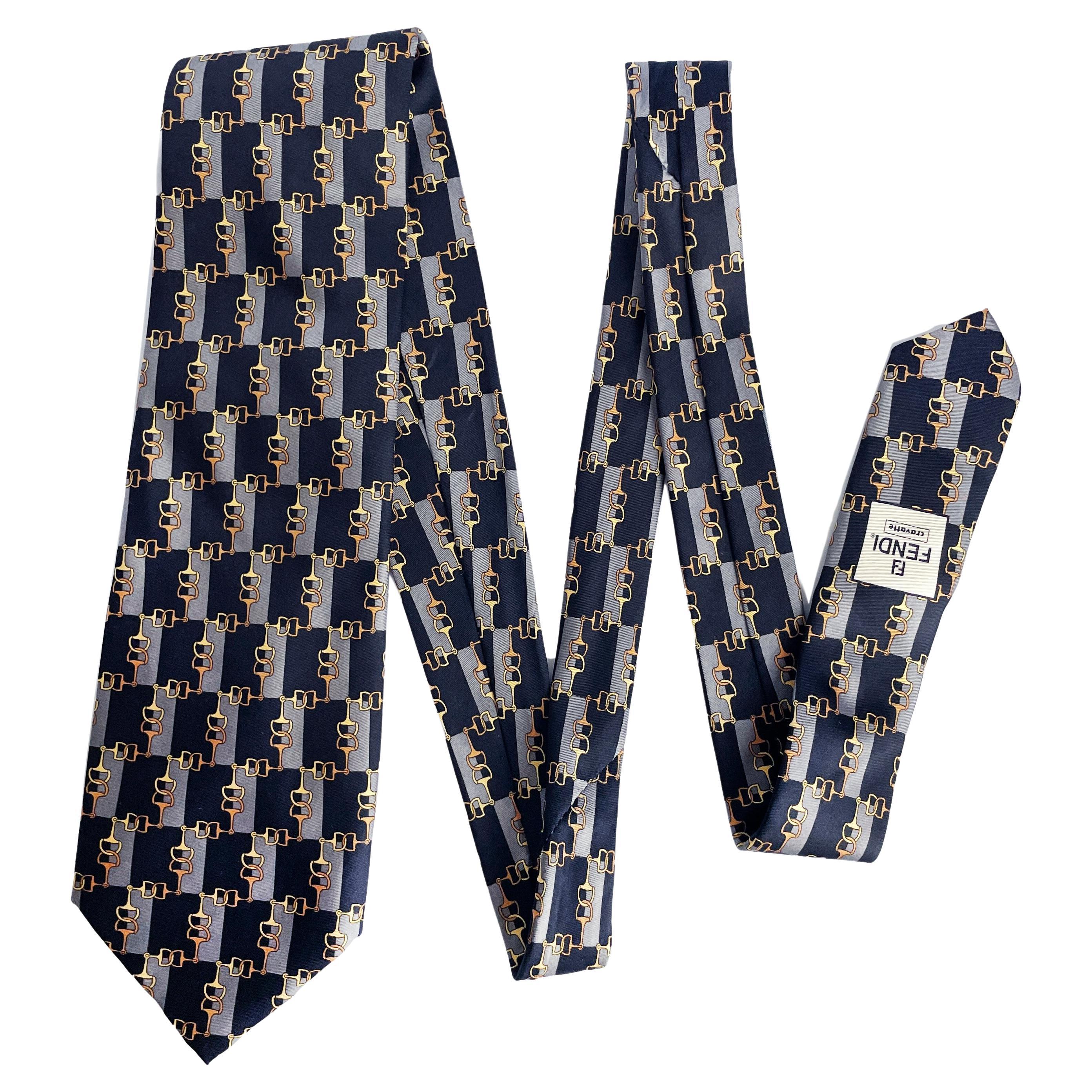 Cravatta Fendi Uomo in seta con motivo equestre Made in Italy in vendita su  1stDibs | cravatte fendi