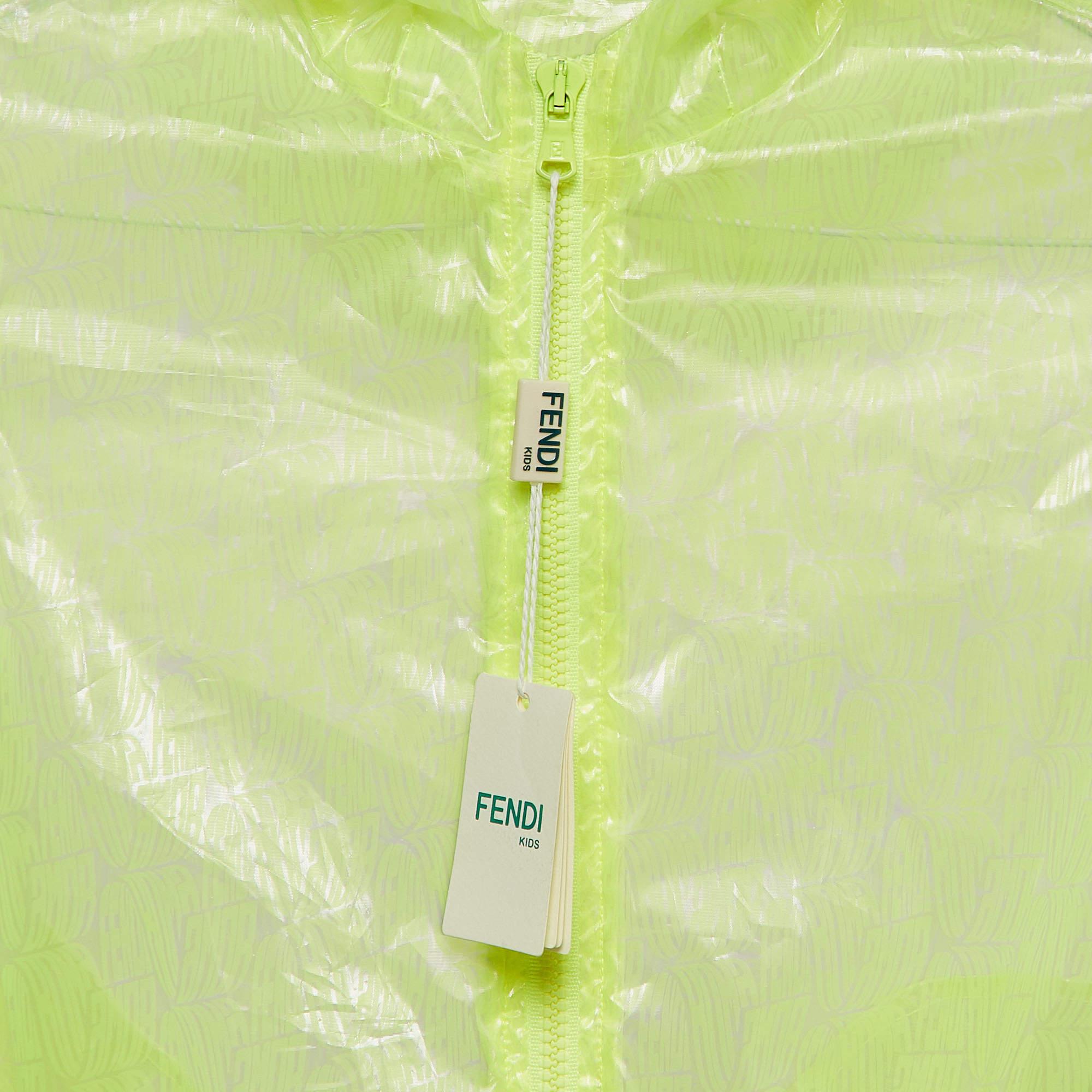 Verde Fendi Giacca sintetica trasparente stampata verde neon 9Y in vendita