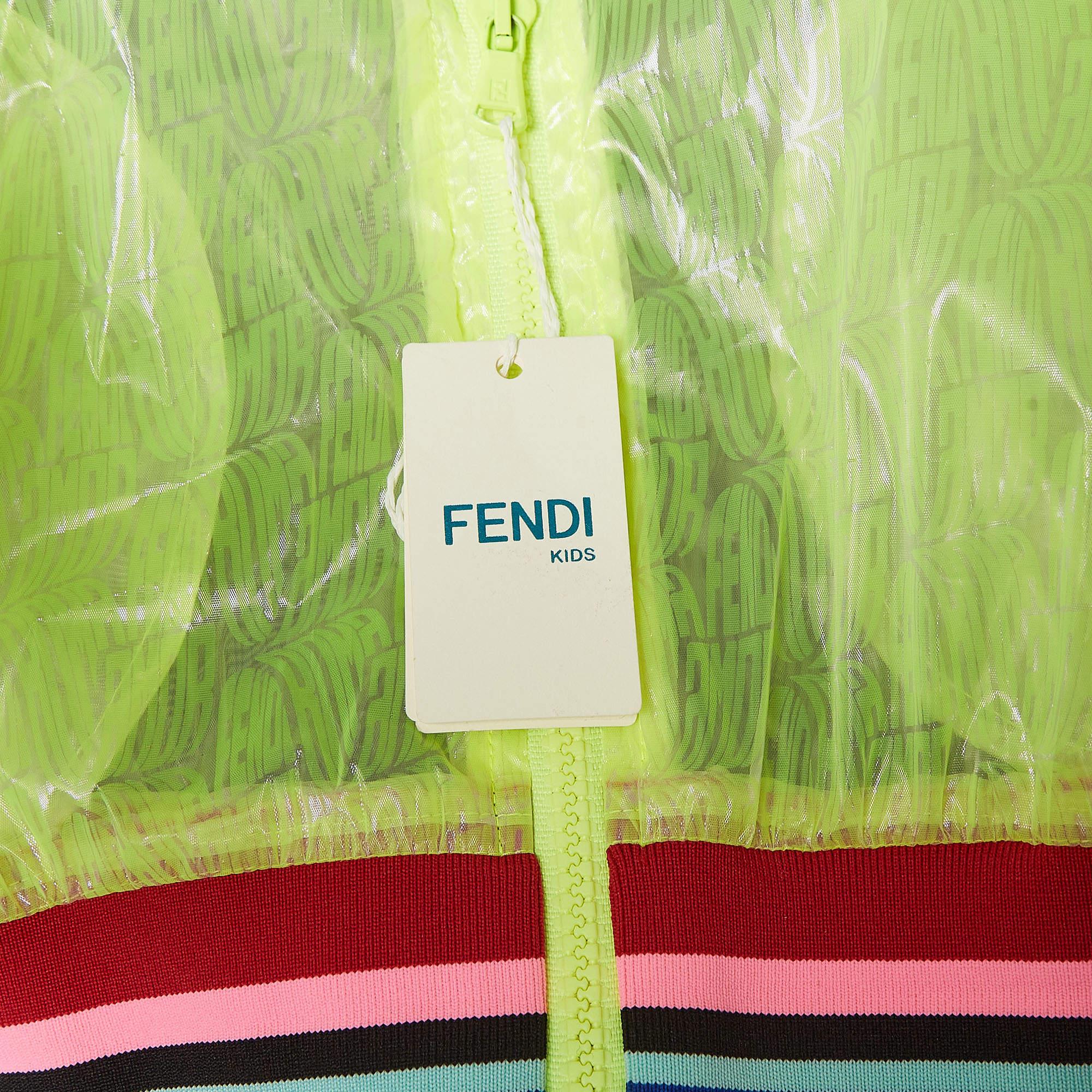 da uomo o donna Fendi Giacca sintetica trasparente stampata verde neon 9Y in vendita