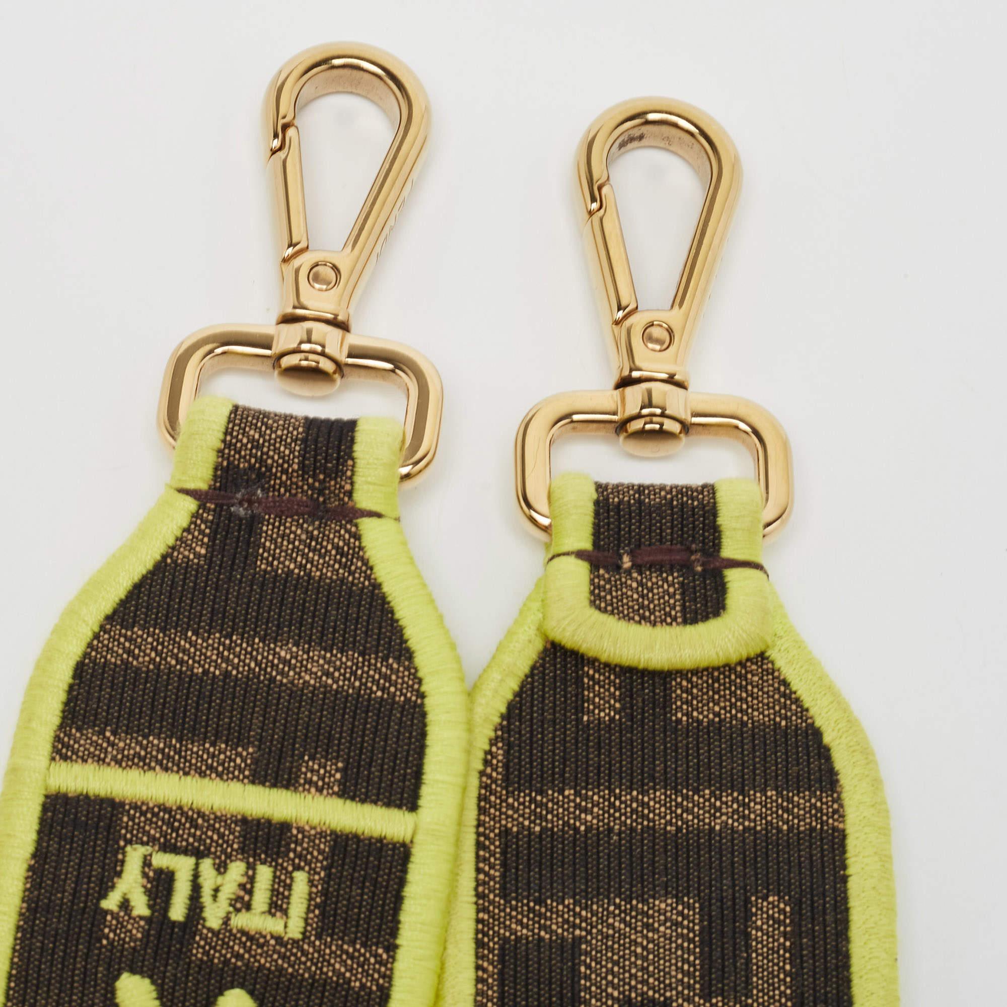 Fendi Neon Green/Tobacco Zucca Canvas 1974 Roma Amor Baguette Bag 3
