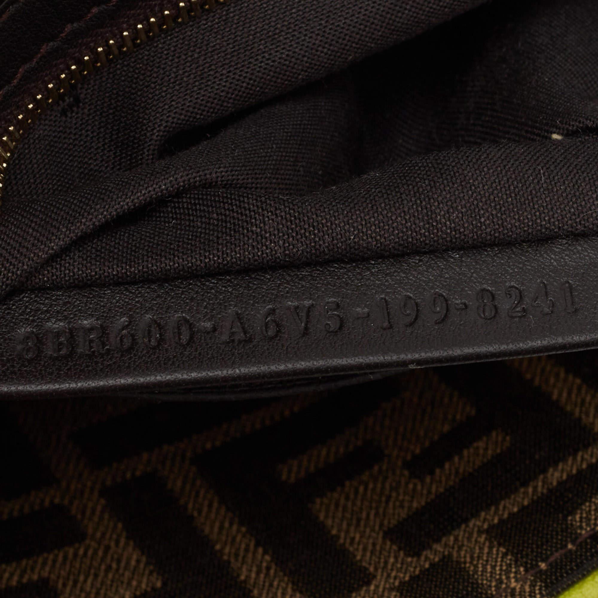 Fendi Neon Green/Tobacco Zucca Canvas 1974 Roma Amor Baguette Bag 4