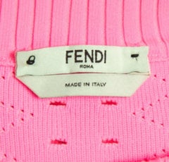 Fendi Neon Pink Striped Knit Ribbon Detail Jumper M