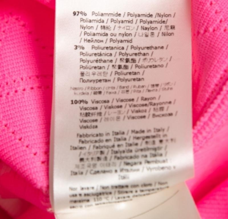 Rose Fendi - Pull en tricot rayé rose fluo avec rubans M en vente