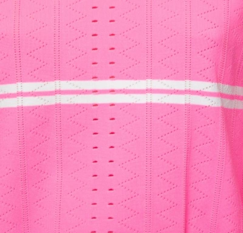 Fendi - Pull en tricot rayé rose fluo avec rubans M Pour femmes en vente
