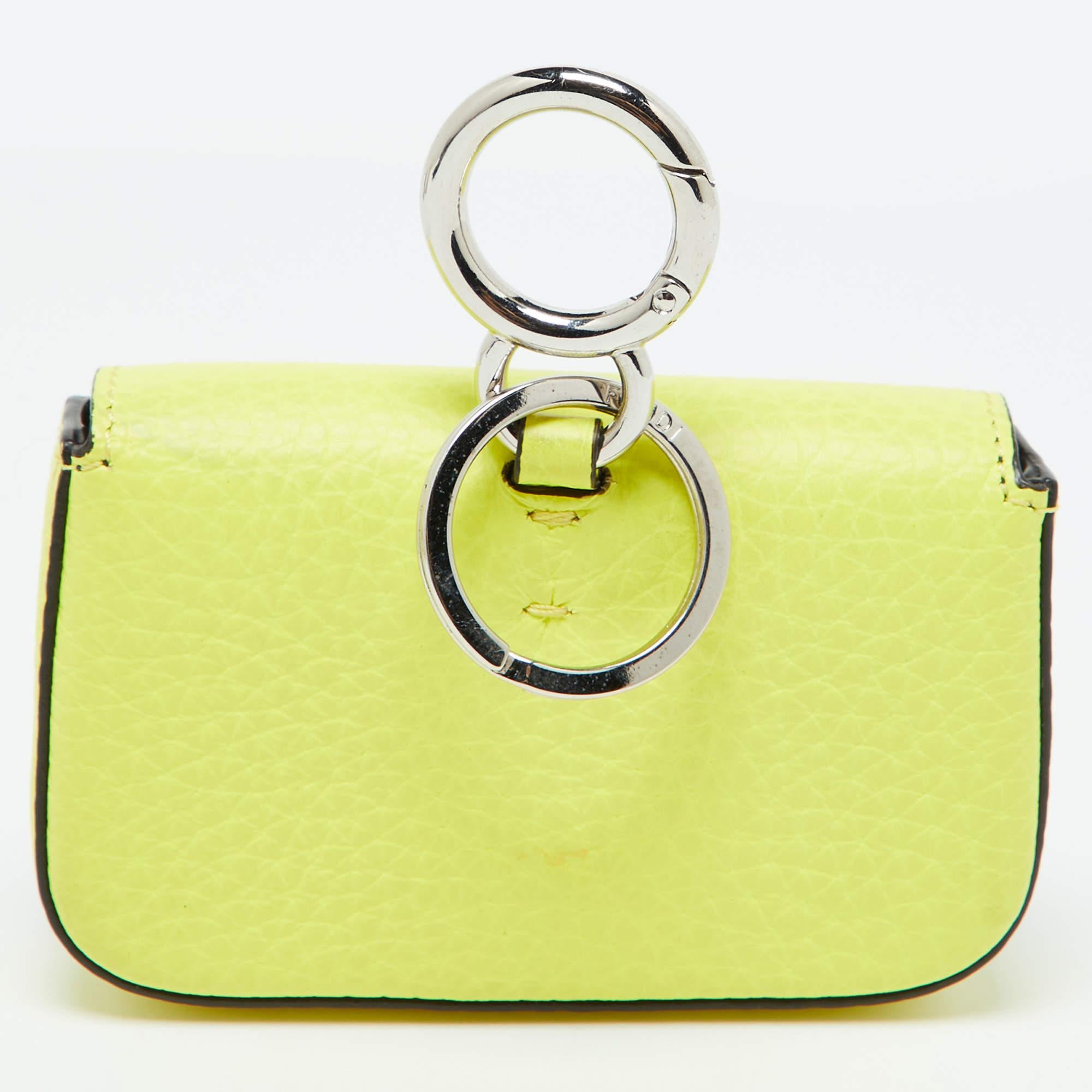 Women's Fendi Neon Yellow Leather Nano Baguette Keychain/Bag Charm