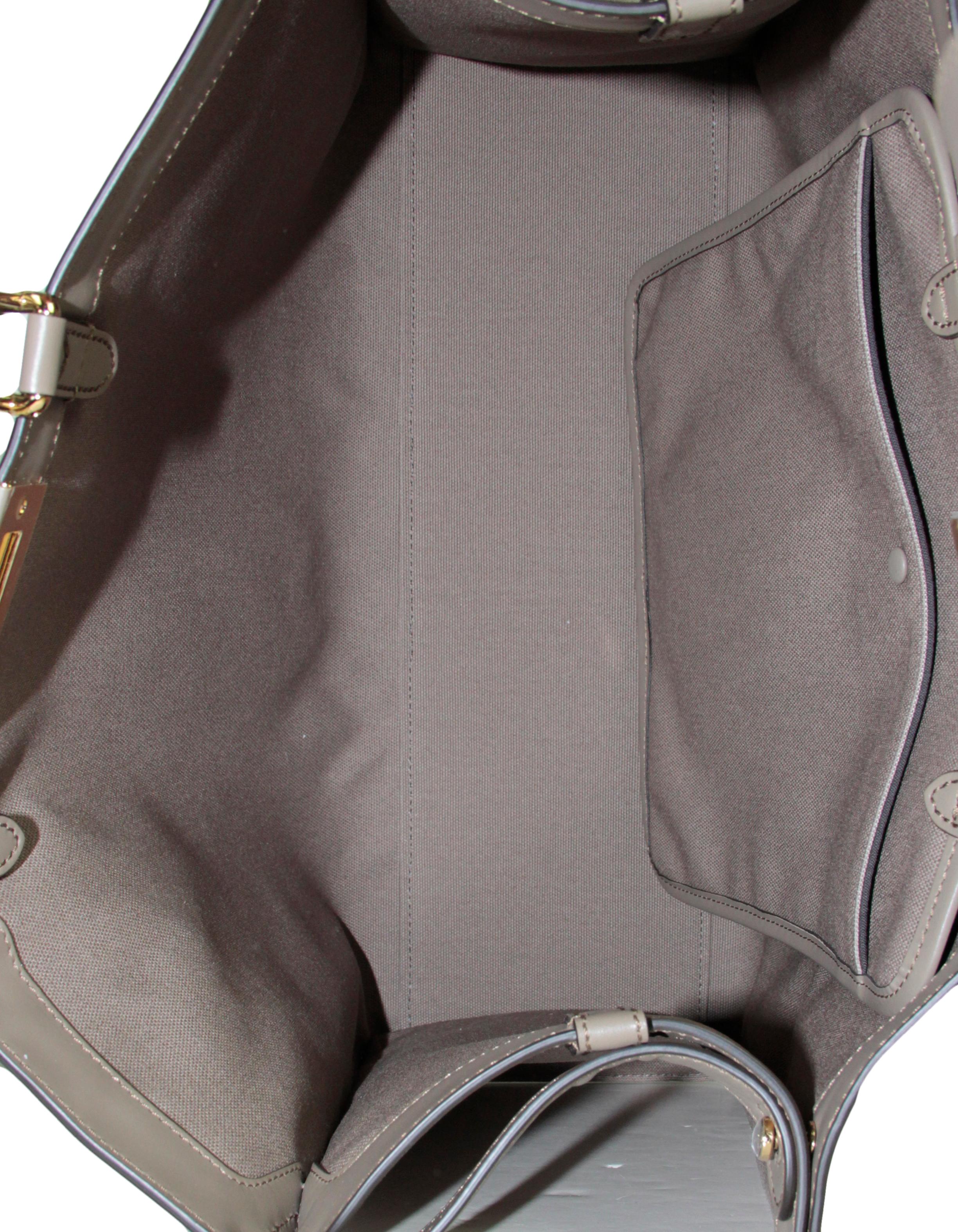 Fendi NEW 2021 Grey Canvas Monogram Peekaboo X-Tote Bag w/ Straps 1