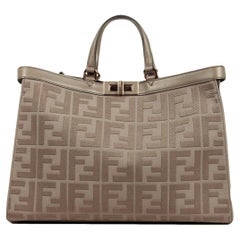 Fendi NEW 2021 Grey Canvas Monogram Peekaboo X-Tote Bag w/ Straps
