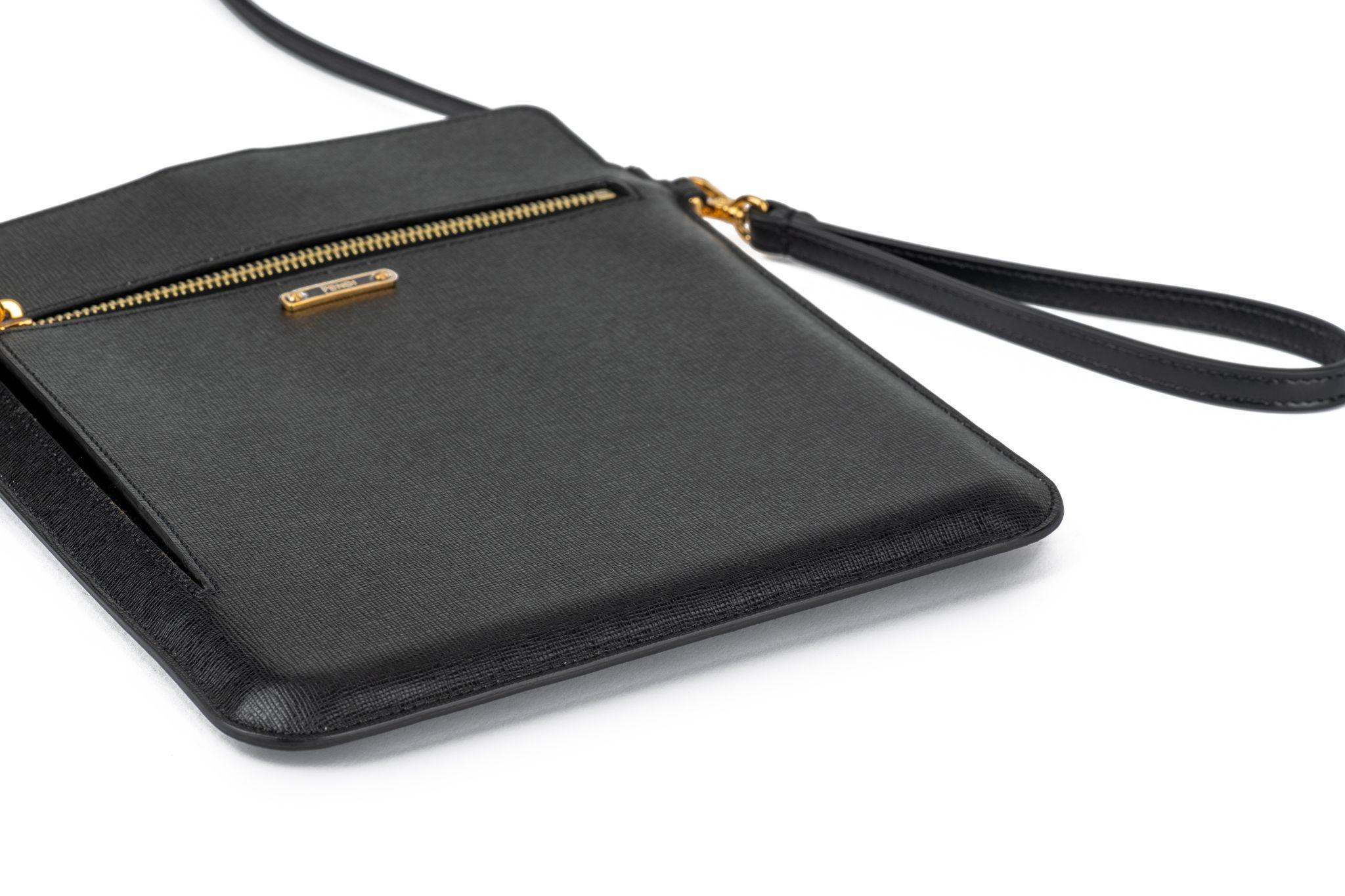 Fendi New Black Shoulder Flat Bag For Sale 9