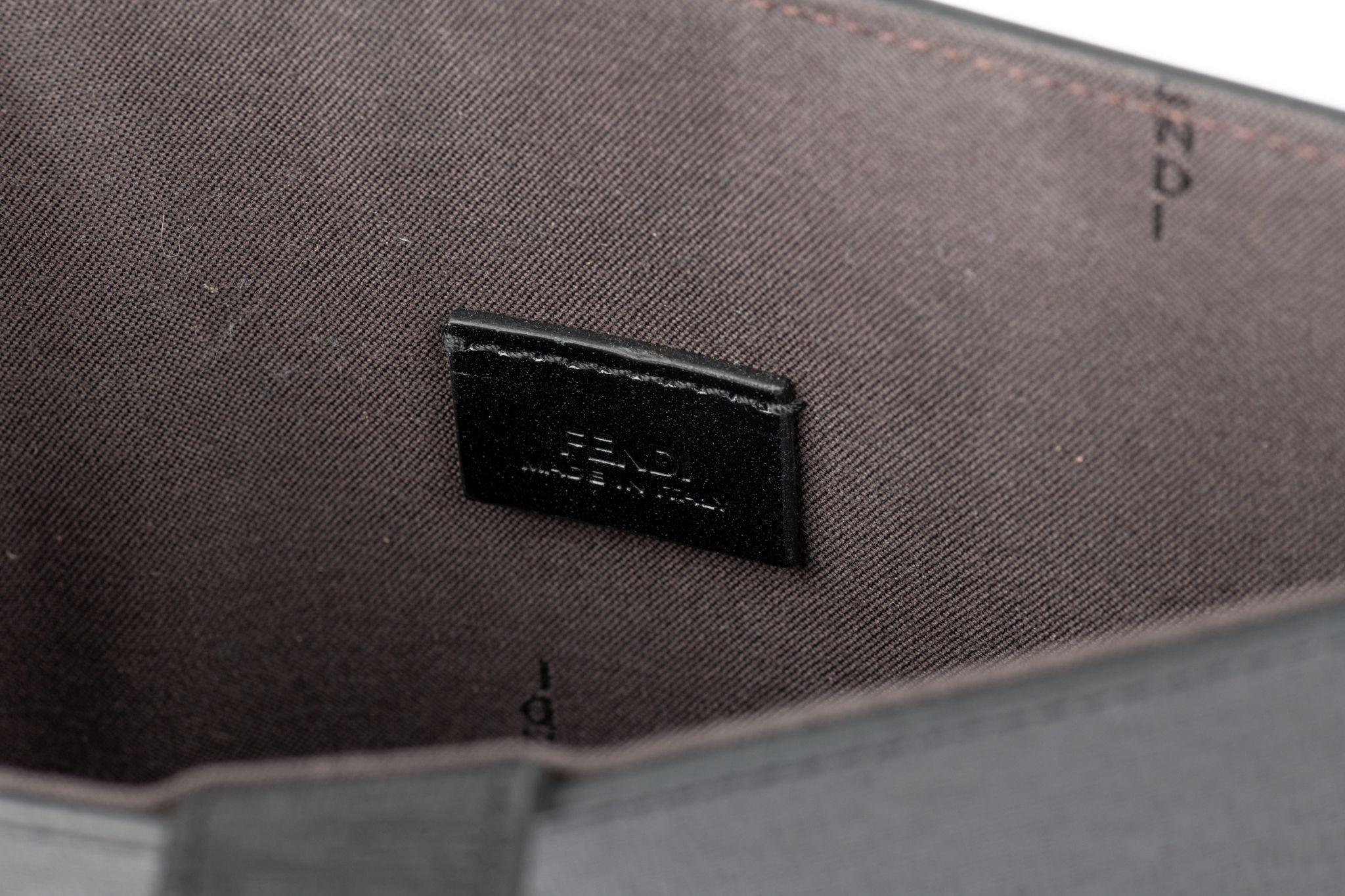 Fendi New Black Shoulder Flat Bag For Sale 2