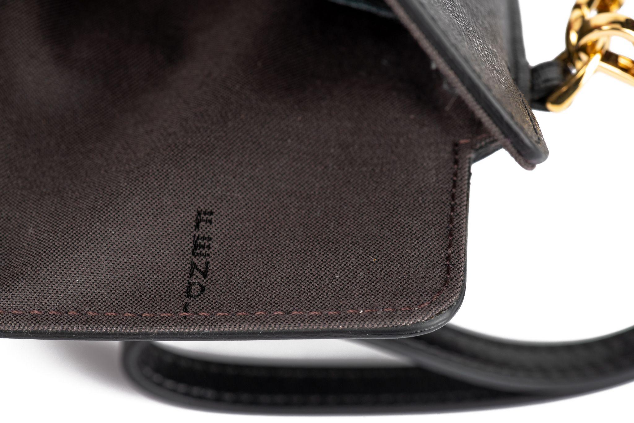 Fendi New Black Shoulder Flat Bag For Sale 5
