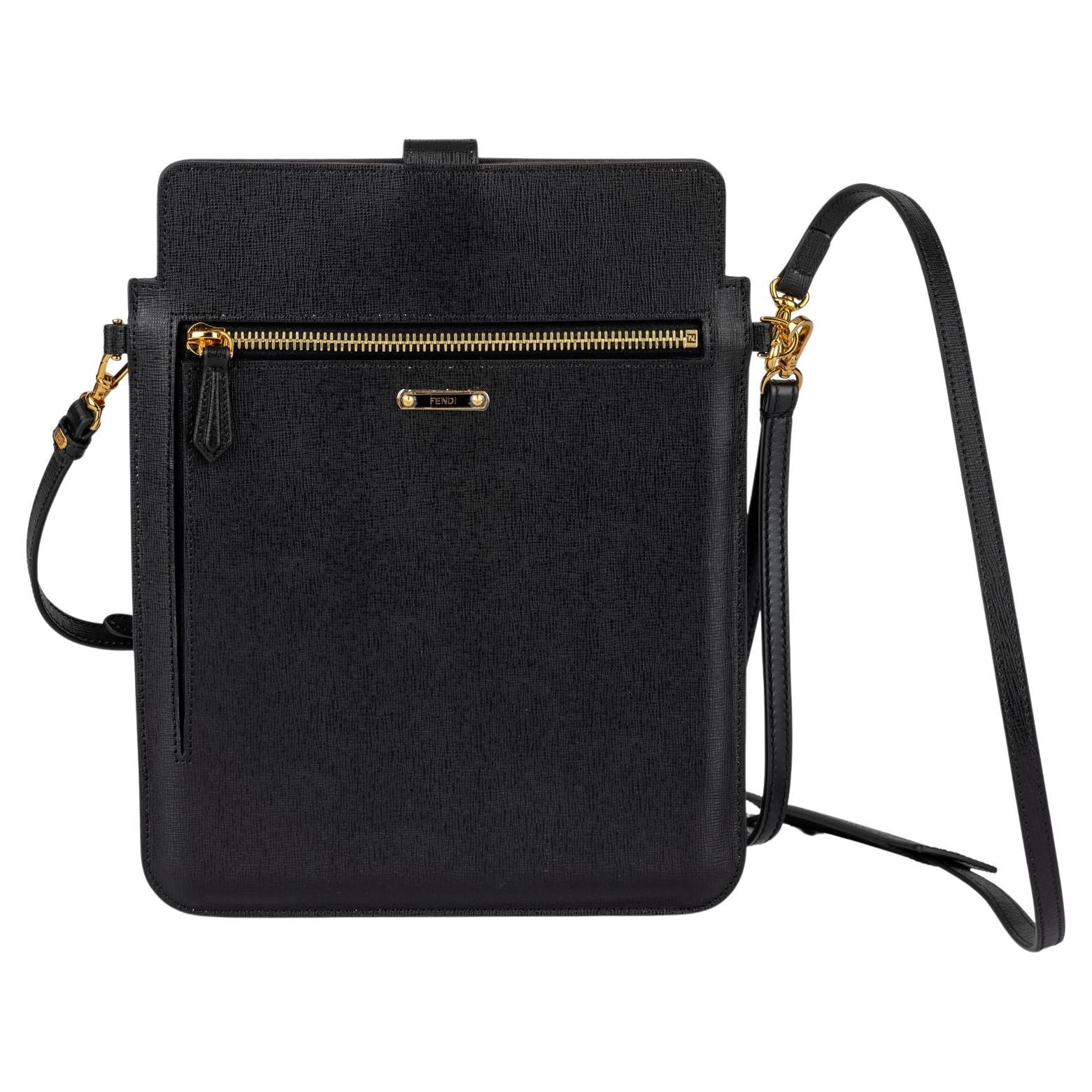 Fendi New Black Shoulder Flat Bag For Sale