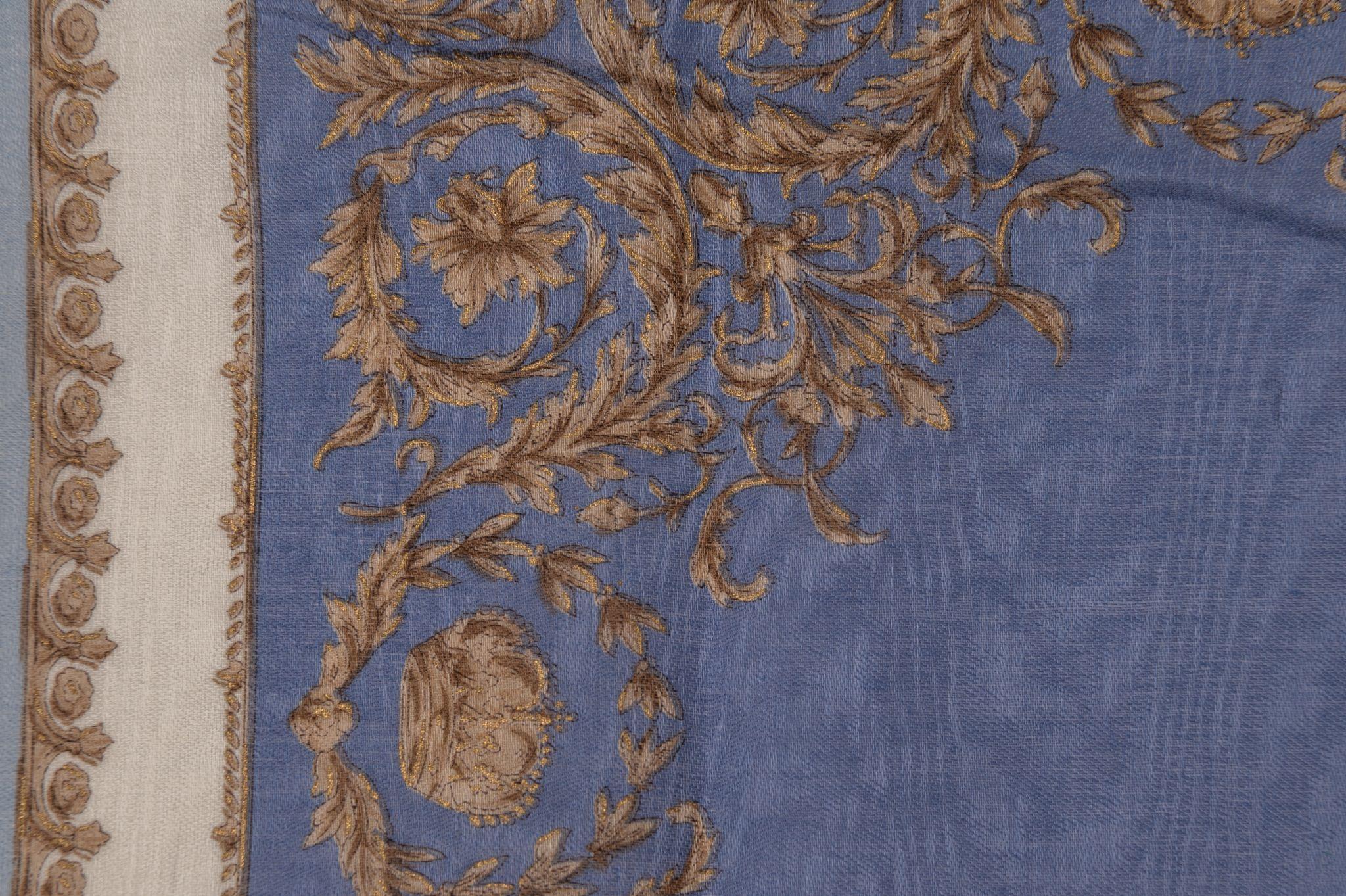 Gray Fendi New Blue Baroque Cotton Gavroche For Sale