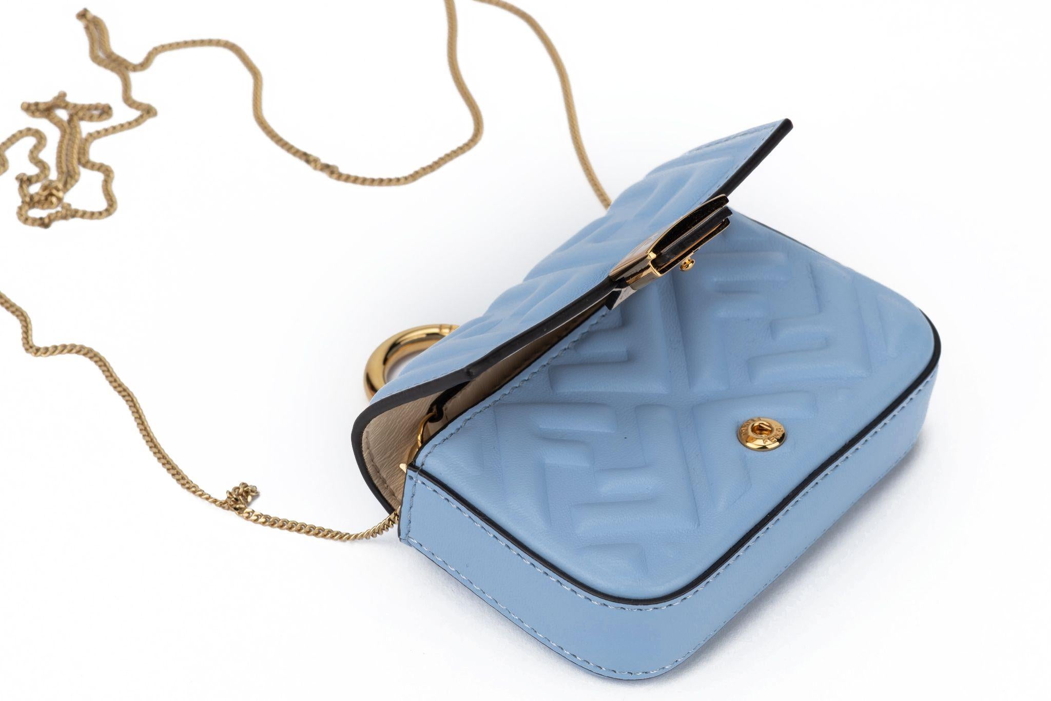 Brown Fendi New Celeste Embossed Nano Baguette