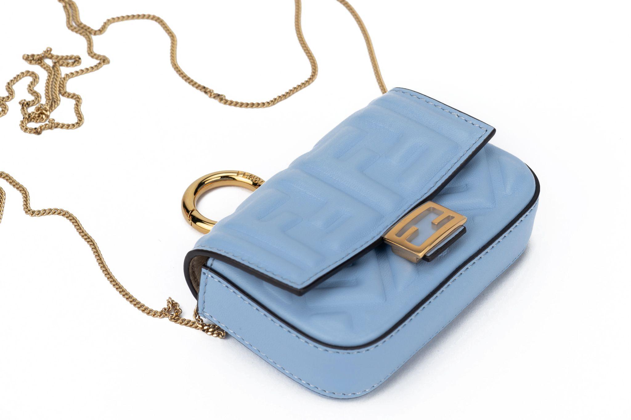 Fendi New Celeste Embossed Nano Baguette 1