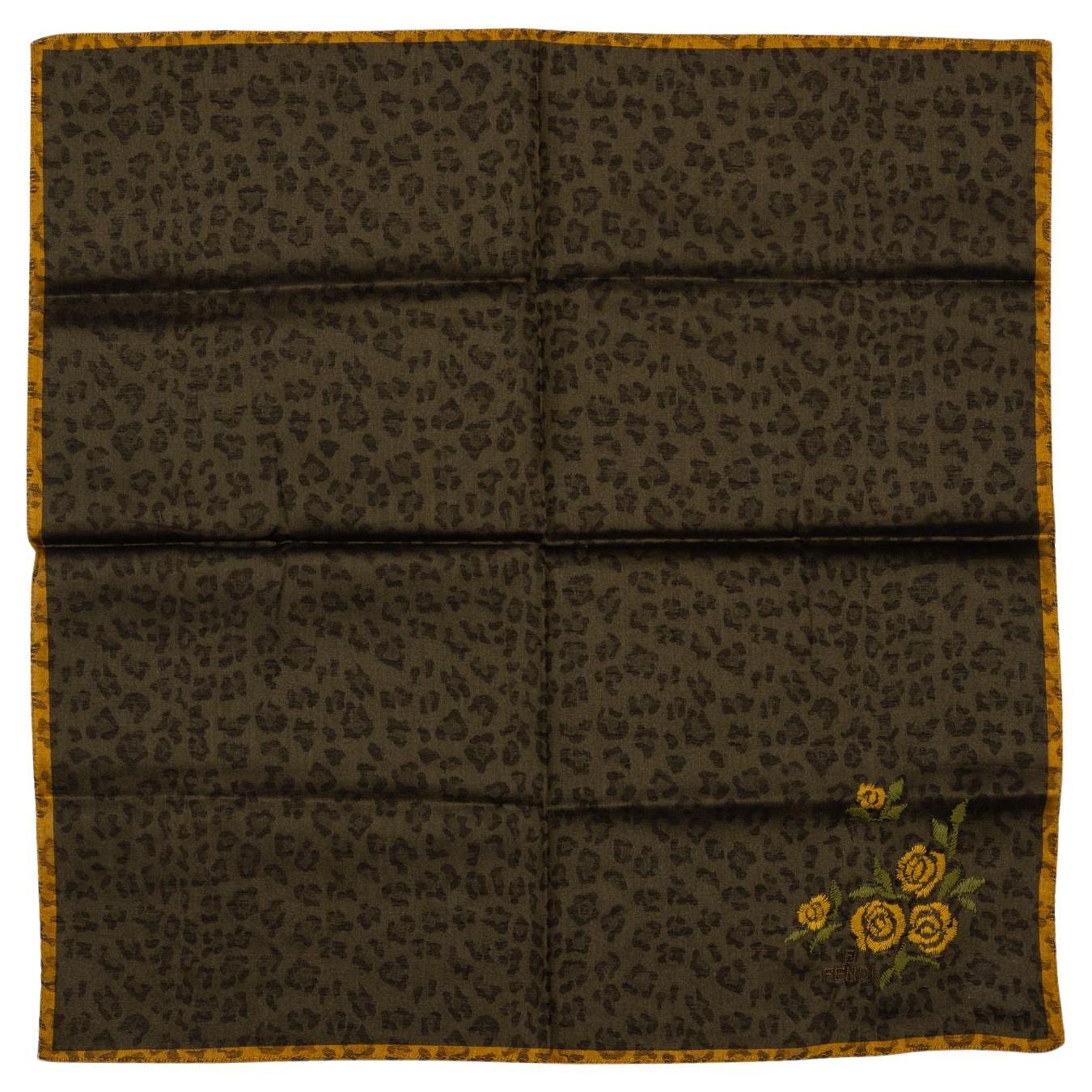 Fendi New Cheetah Flower Cotton Gavroche For Sale