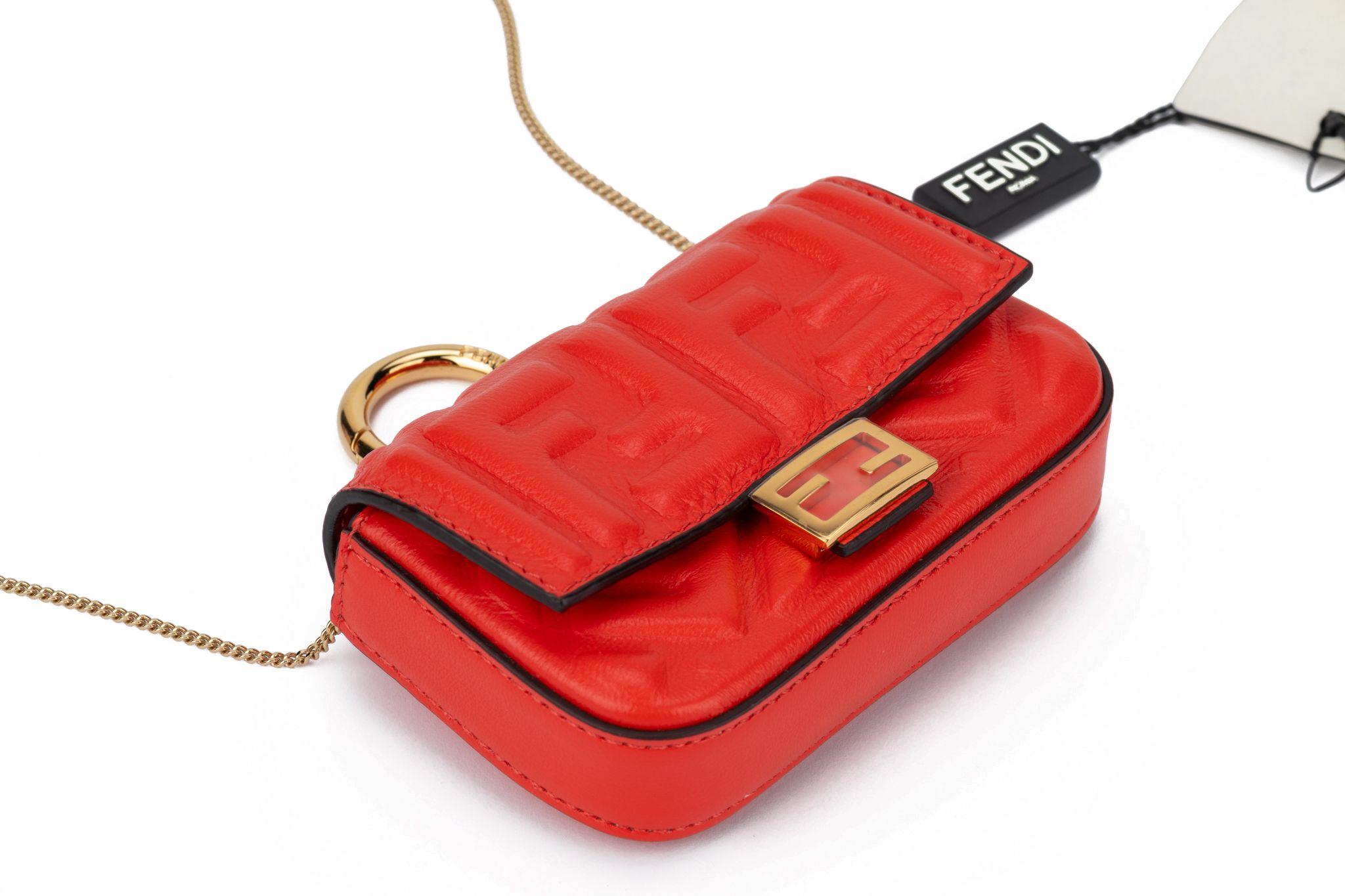 Yellow Fendi New Coral Embossed Nano Baguette For Sale