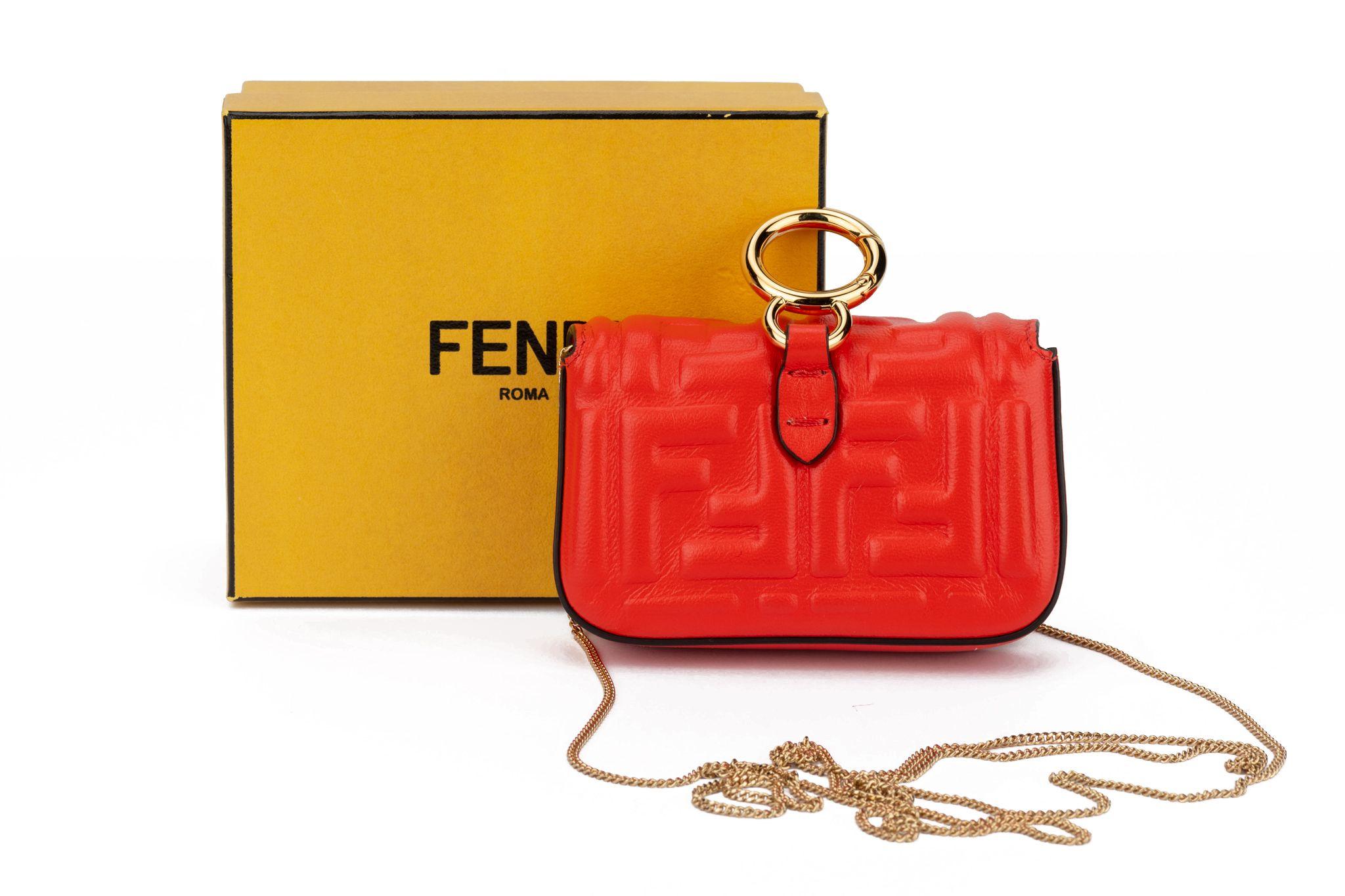 Women's Fendi New Coral Embossed Nano Baguette For Sale