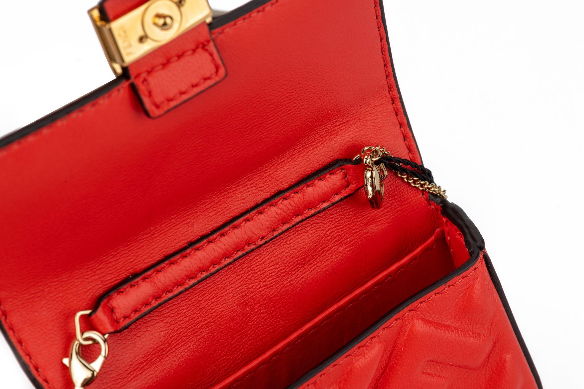 Fendi New Coral Embossed Nano Baguette For Sale 3