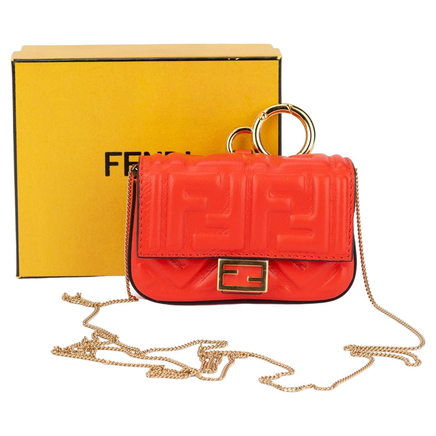 Fendi New Coral Embossed Nano Baguette For Sale