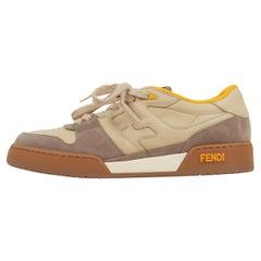 Fendi NEW IN BOX Brown/Cream Fendi Match Low Top Sneakers sz 39.5