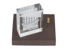 Fendi New In Box Lucite Paper Weight