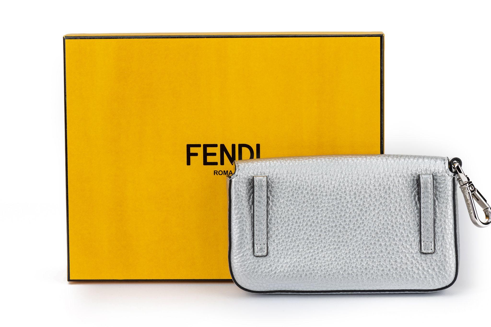 Fendi New in Box Silver Micro Baguette For Sale 5