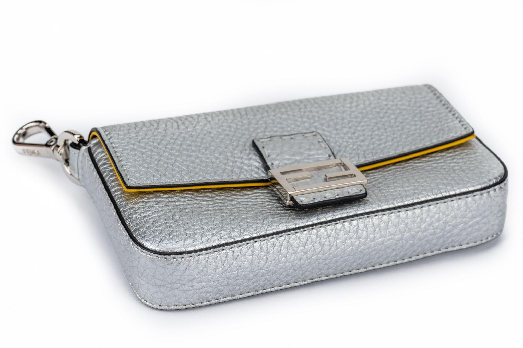 Yellow Fendi New in Box Silver Micro Baguette For Sale
