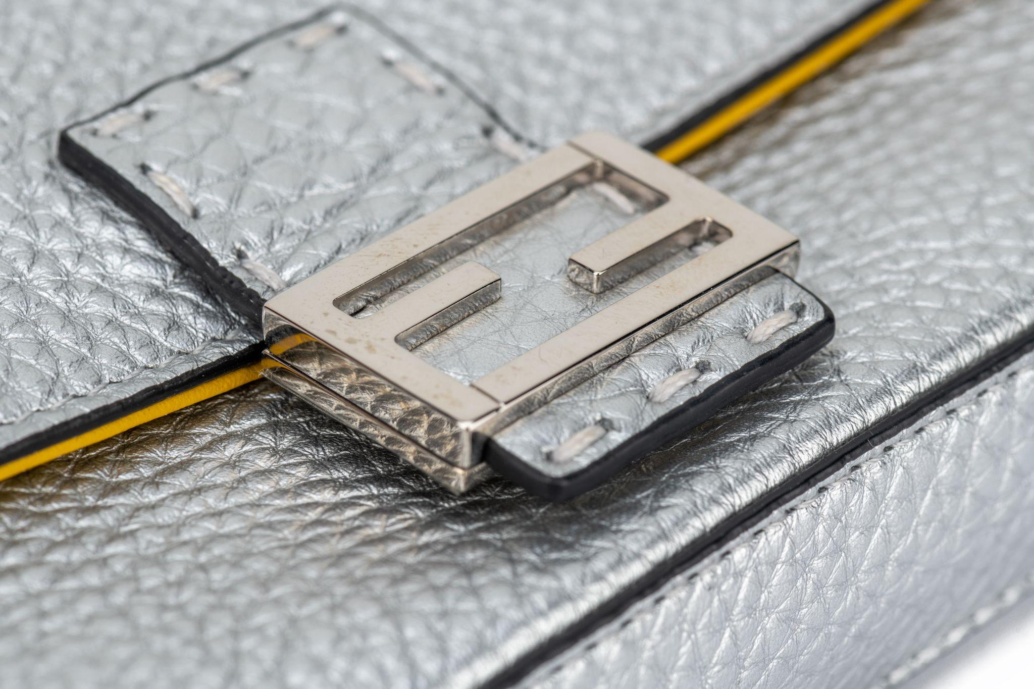 Fendi New in Box Silver Micro Baguette For Sale 2