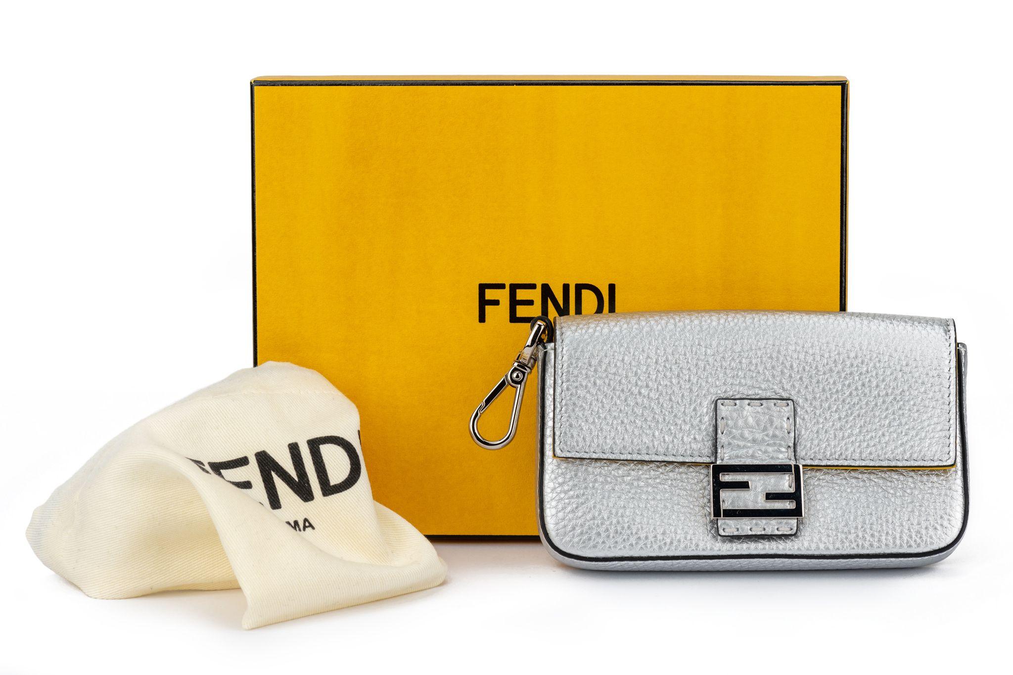 Fendi New in Box Silver Micro Baguette For Sale 4