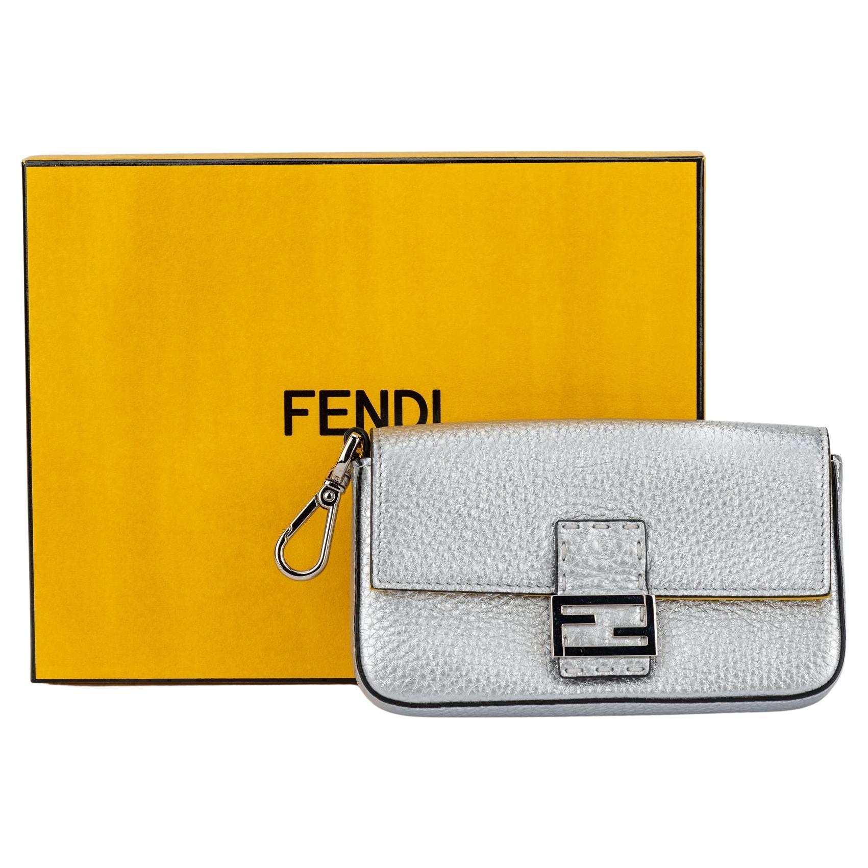 Fendi New in Box Silver Micro Baguette