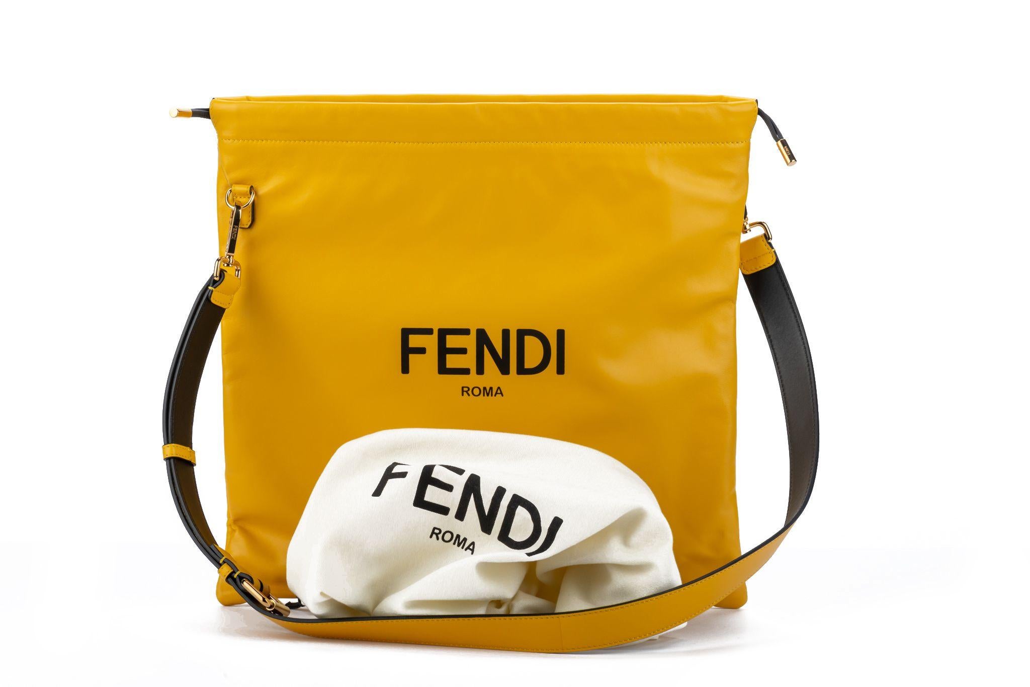 Fendi New Large Yellow Cross Body Bag For Sale 8