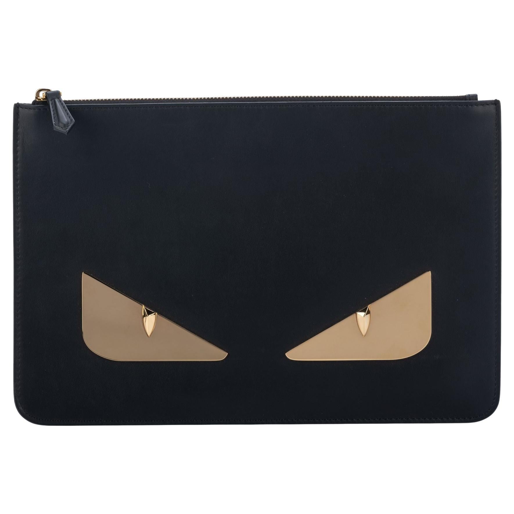 Fendi Monster Clutch Selleria Leather Small at 1stDibs