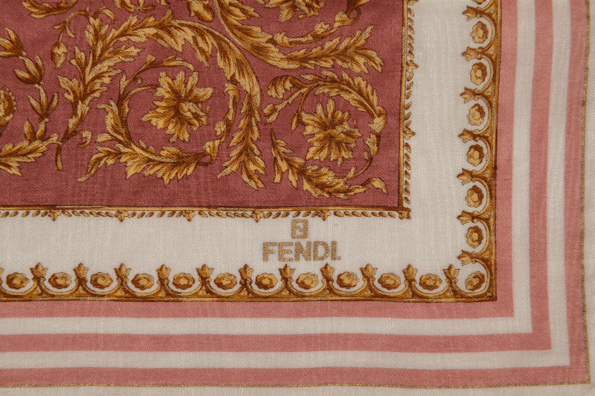 Women's or Men's Fendi New Pink Baroque Cotton Gavroche For Sale