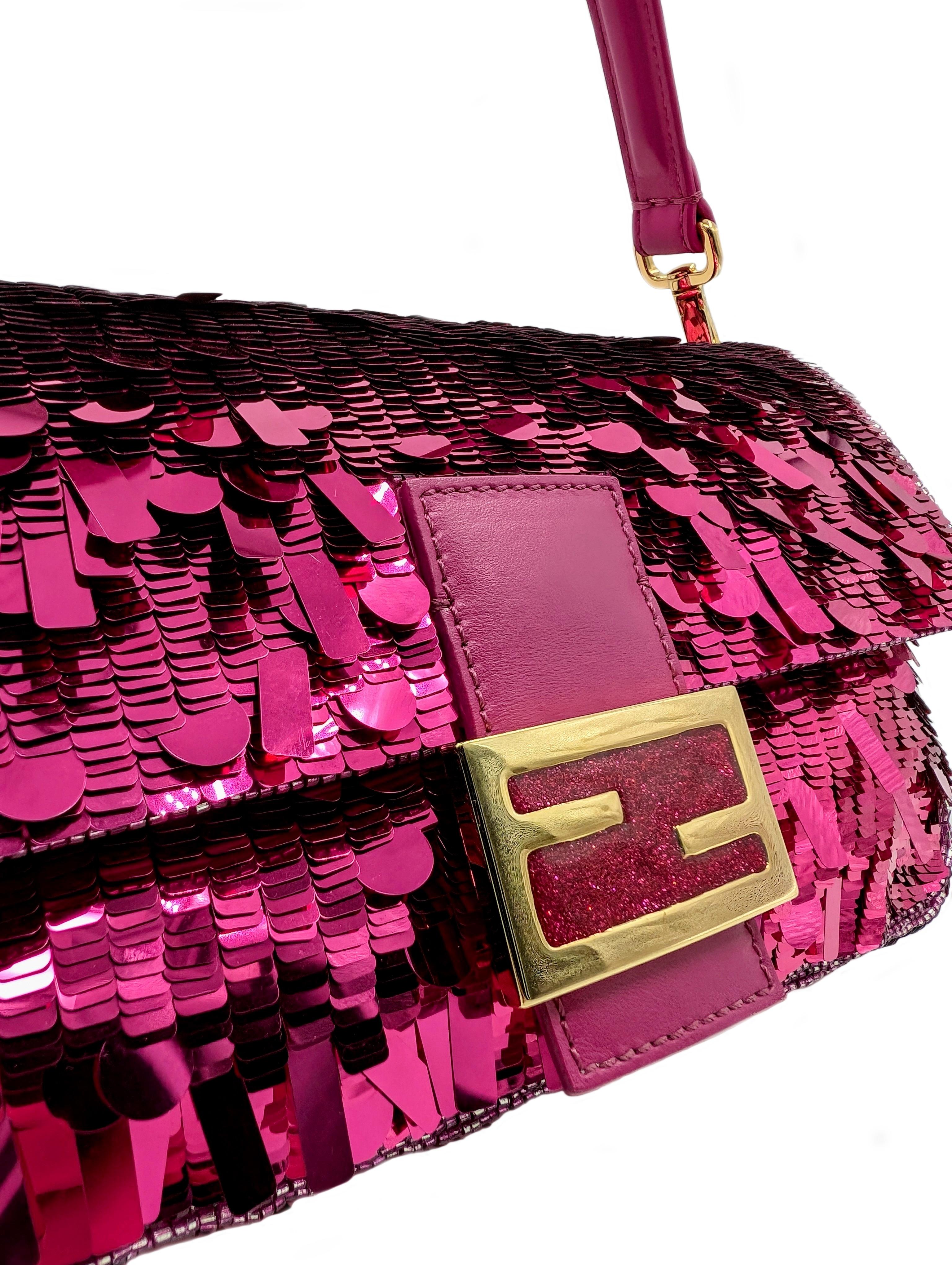 FENDI new pink sequins baguette 2024 For Sale 1