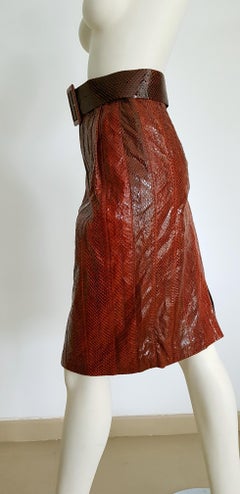 FENDI "New" Red Python Skin Skirt with Belt - Unworn