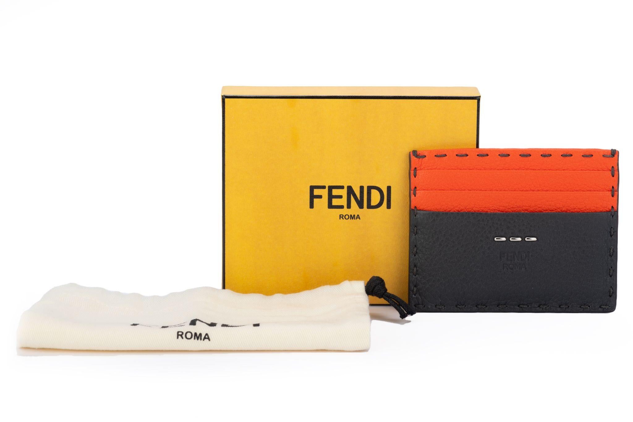 Women's or Men's Fendi New Selleria Grey/Coral wallet For Sale