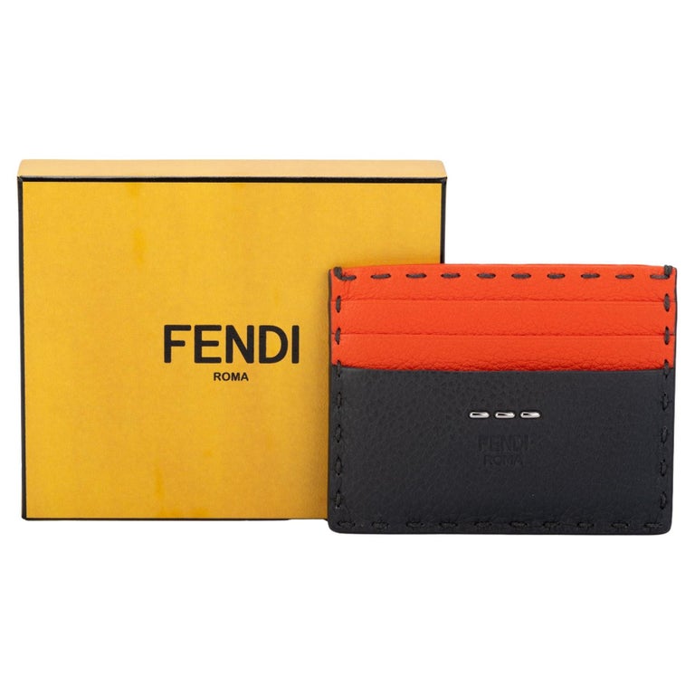 Fendi New Selleria Grey/Coral wallet For Sale at 1stDibs