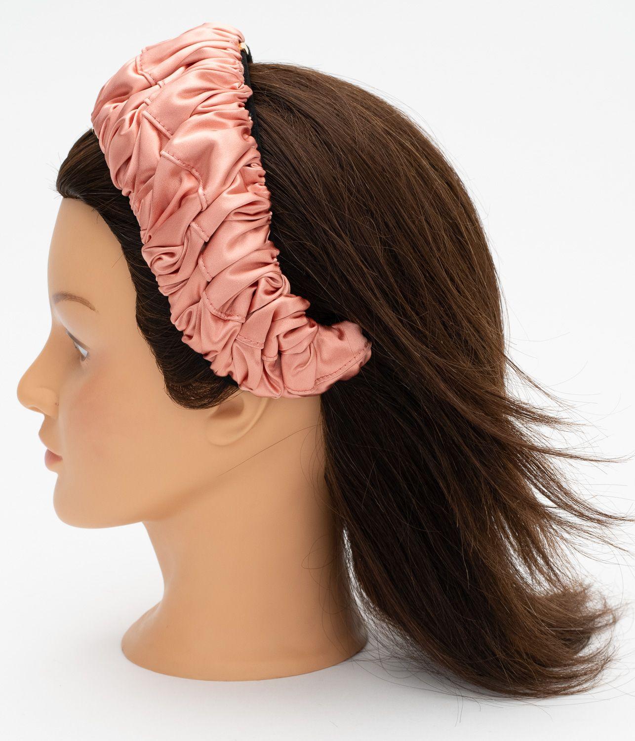 Fendi New Silk Rouched Hairband Rose In Excellent Condition For Sale In West Hollywood, CA