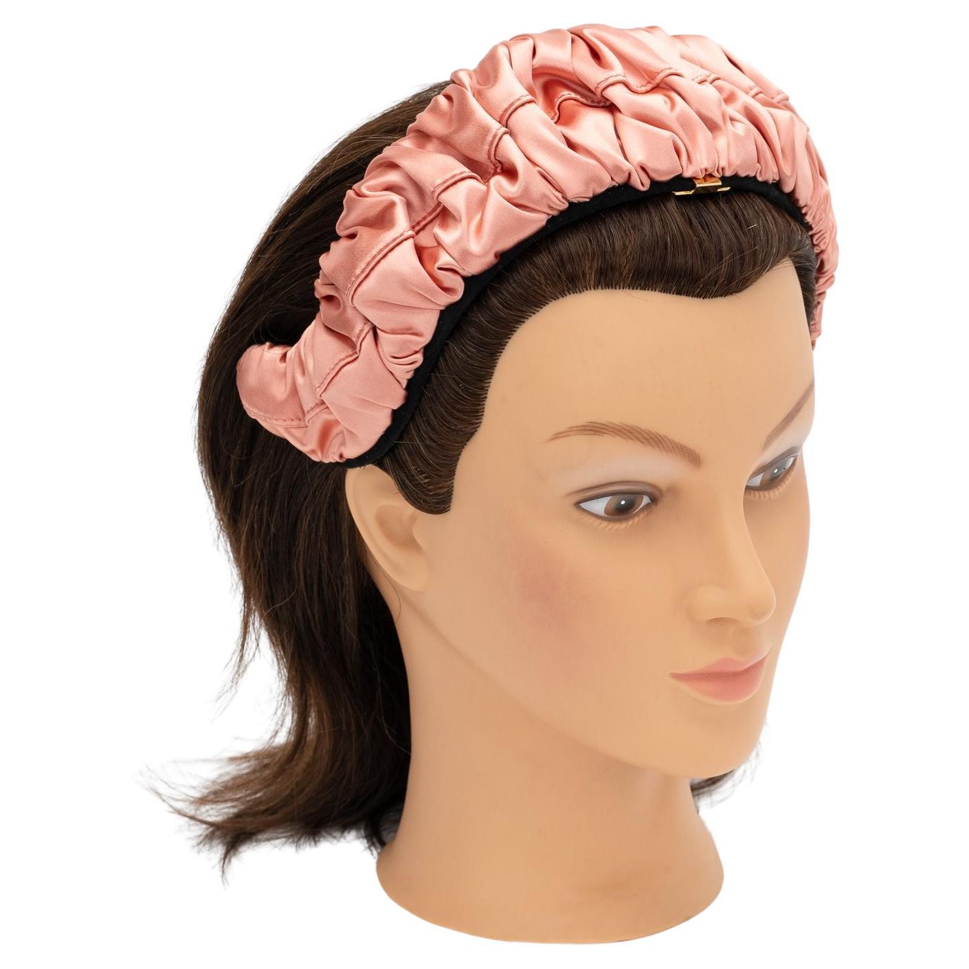 Fendi New Silk Rouched Hairband Rose