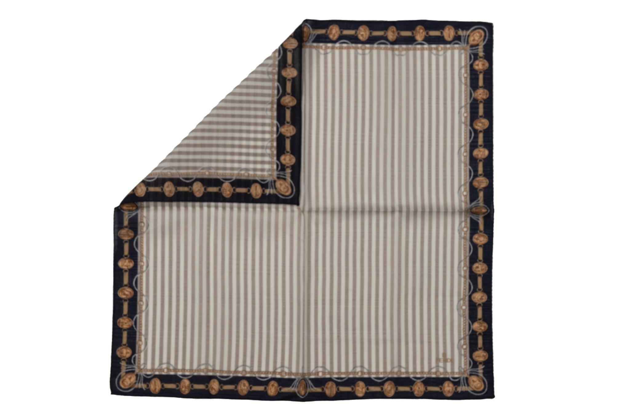 Fendi new cotton gavroche, striped pattern with coin design. 
No label.