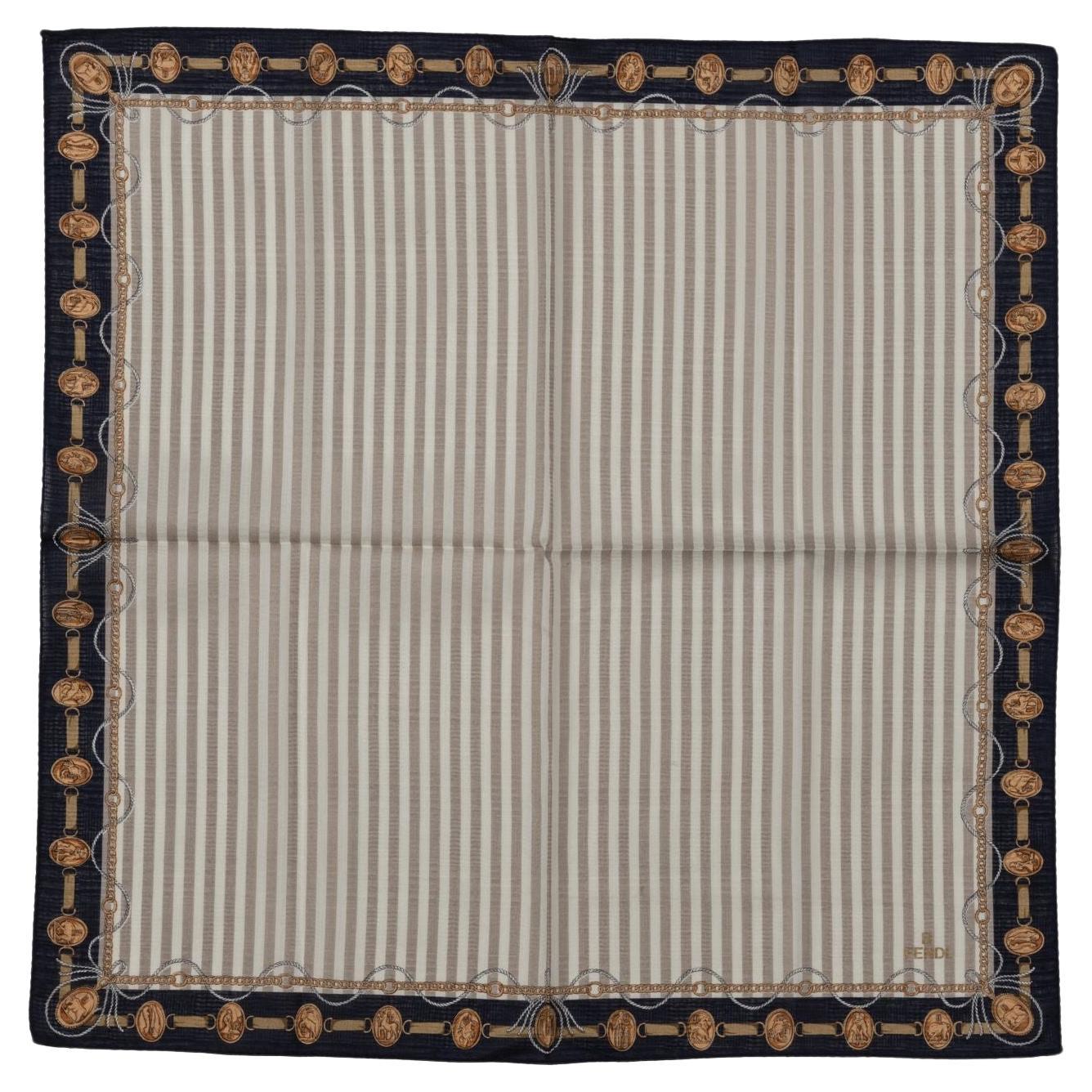 Fendi New Striped Logo Cotton Gavroche For Sale