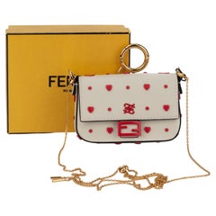 Fendi New White Red Hearts Nano Baguette