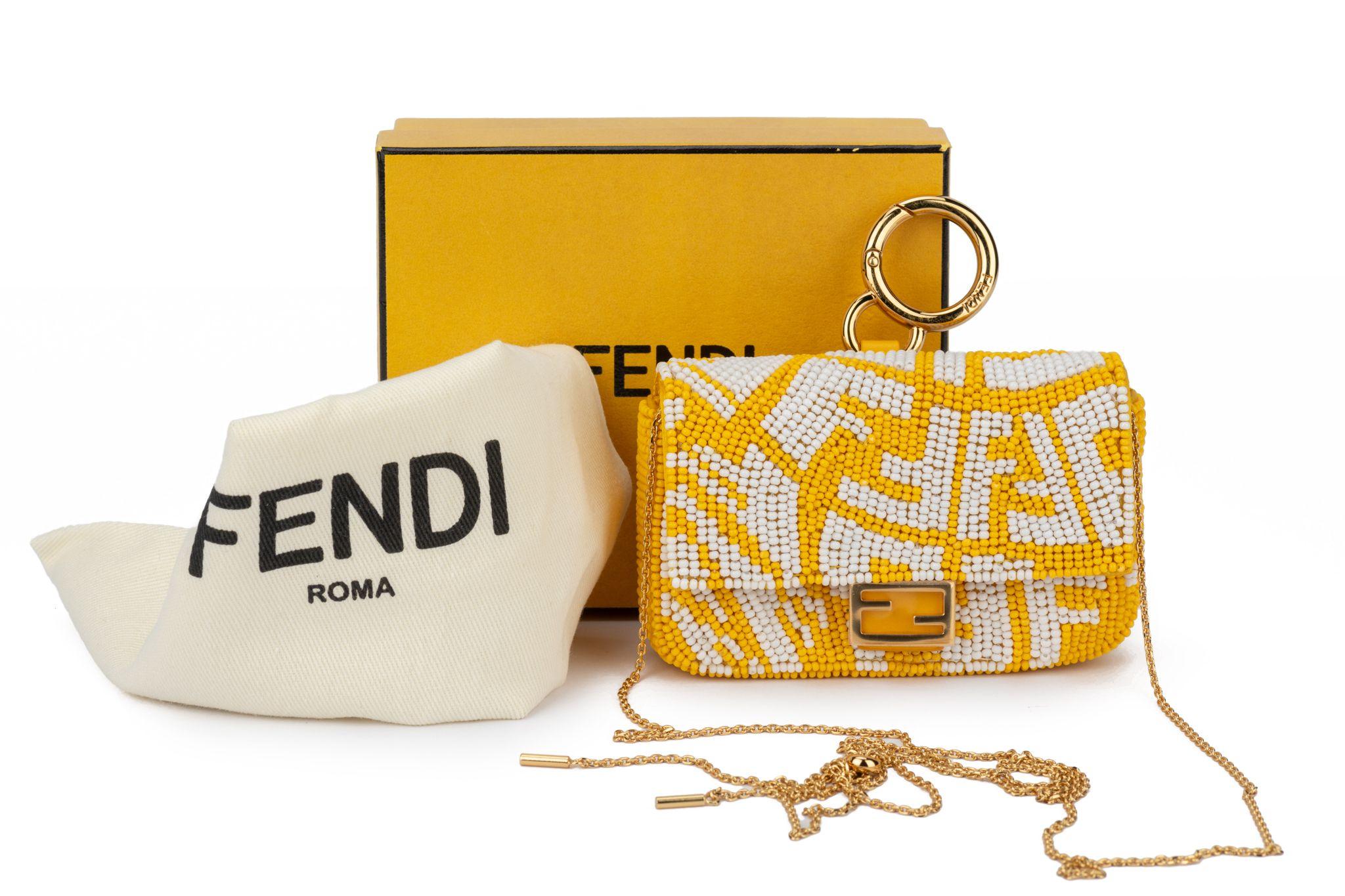 Fendi New White Yellow  Nano Baguette For Sale 1