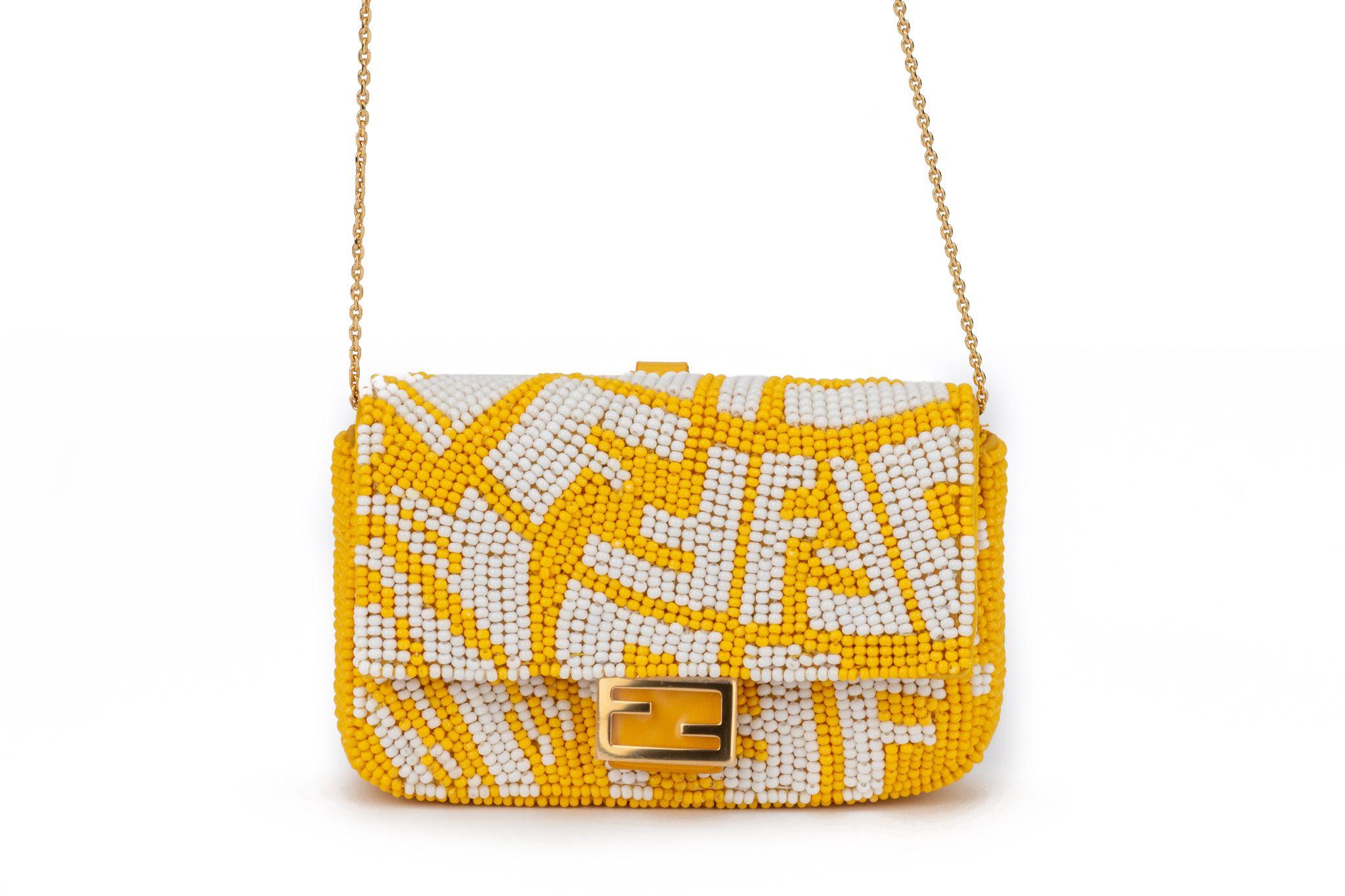 Fendi New White Yellow  Nano Baguette For Sale 3