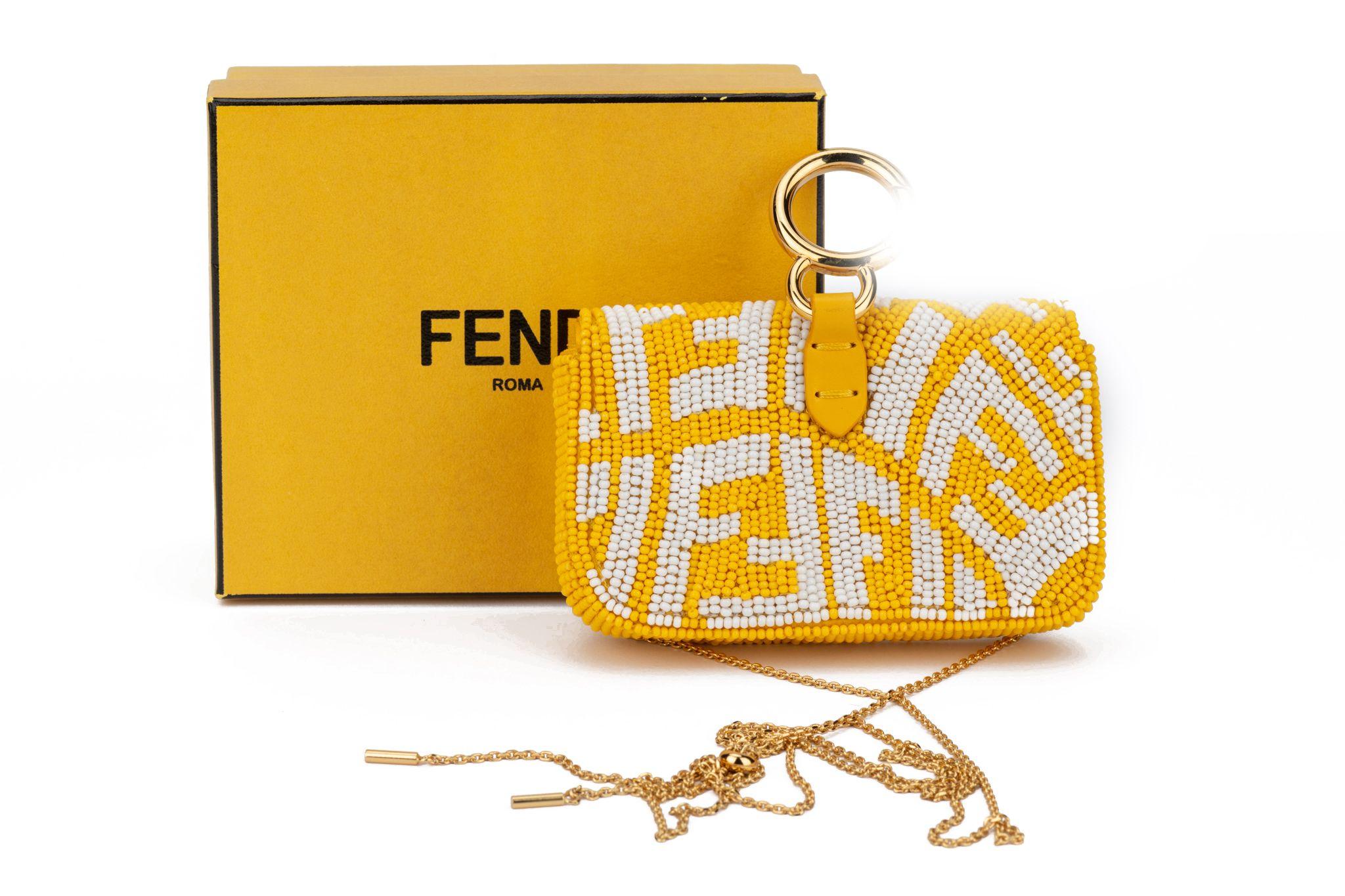 Fendi New White Yellow  Nano Baguette For Sale 4