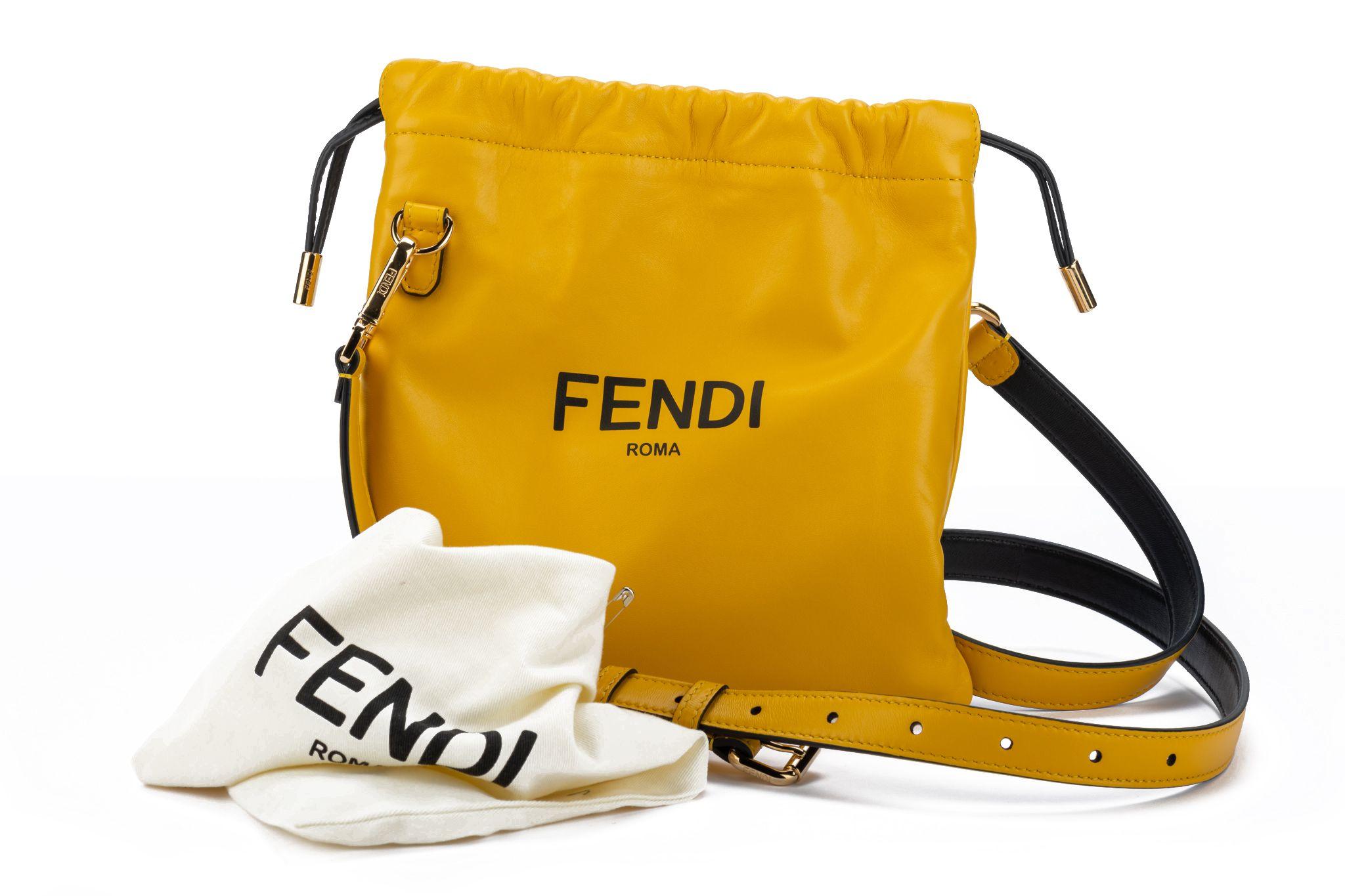 Fendi New Yellow Lambskin SM Crossbody For Sale 6