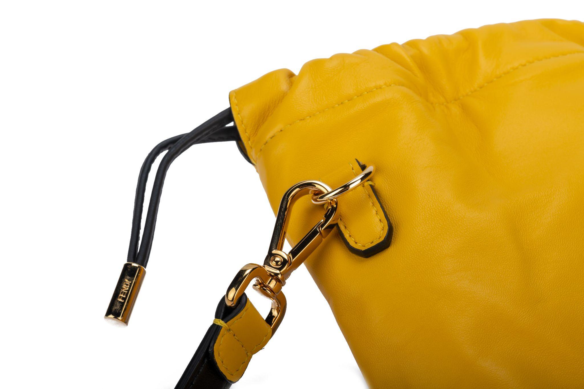 Fendi New Yellow Lambskin SM Crossbody In New Condition For Sale In West Hollywood, CA