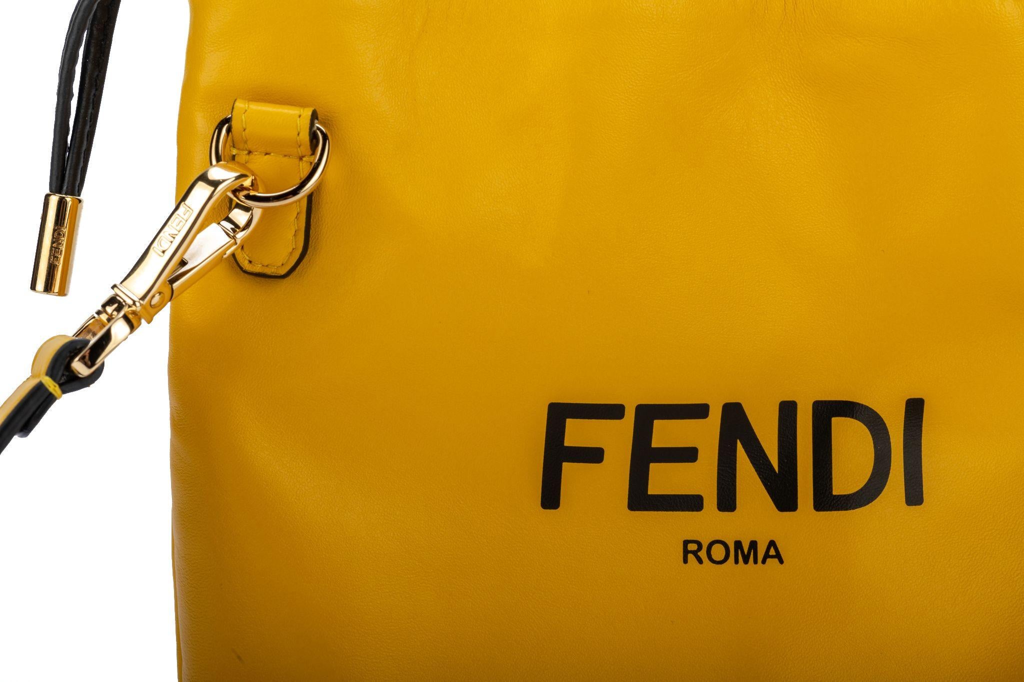 Women's Fendi New Yellow Lambskin SM Crossbody For Sale